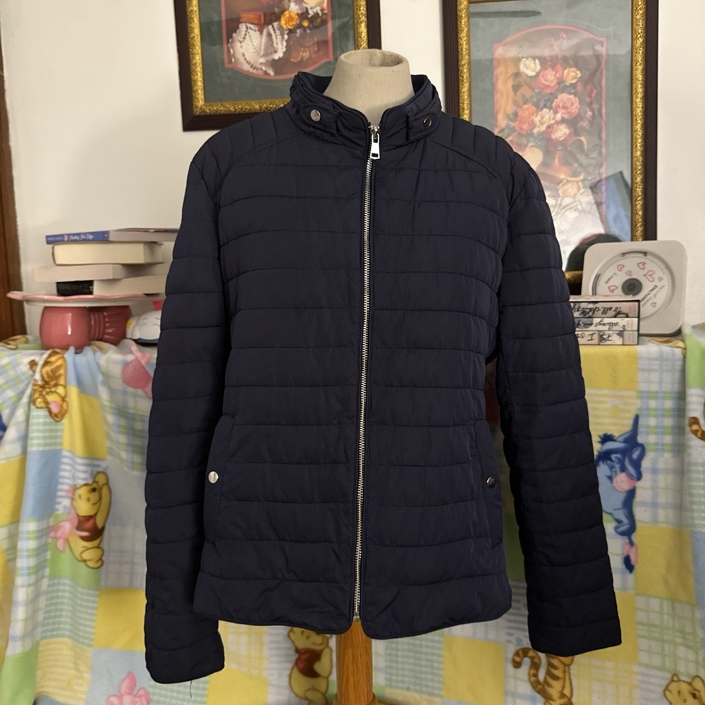 Blue puffer jacket